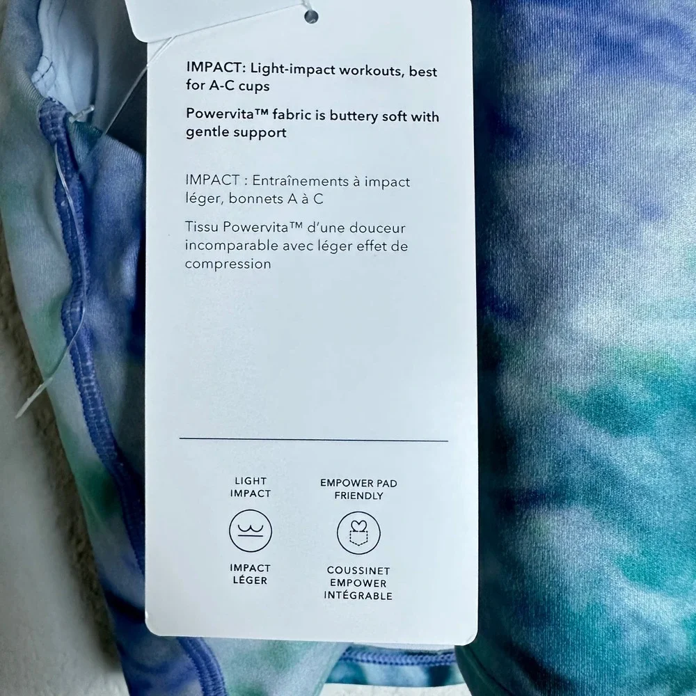 Athleta Conscious Crop Printed A-C Blue Green Tie Dye Powervita Tank Top XS NEW